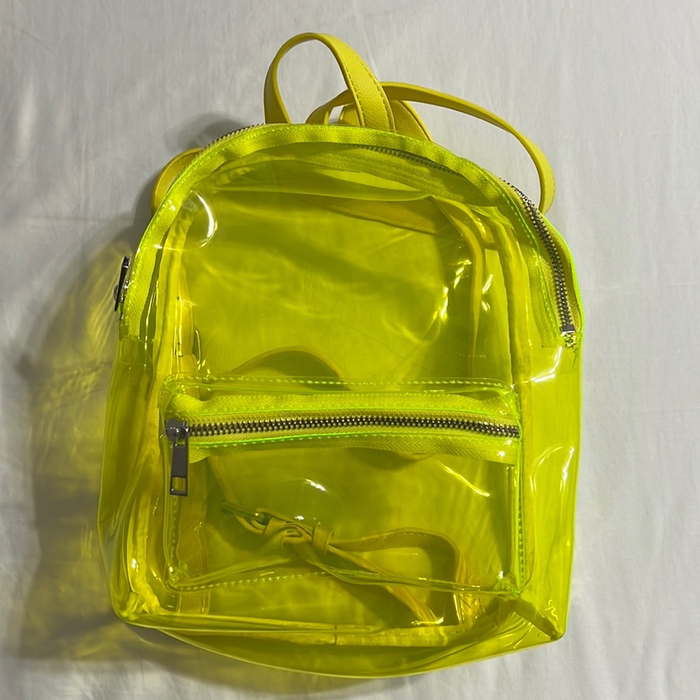 Yellow neon see through mini backpack